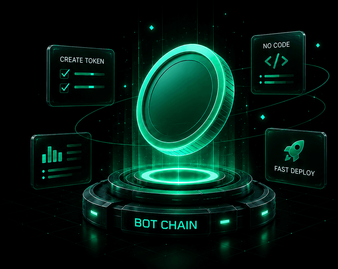 Illustration of the TokenNow one-click token launch platform